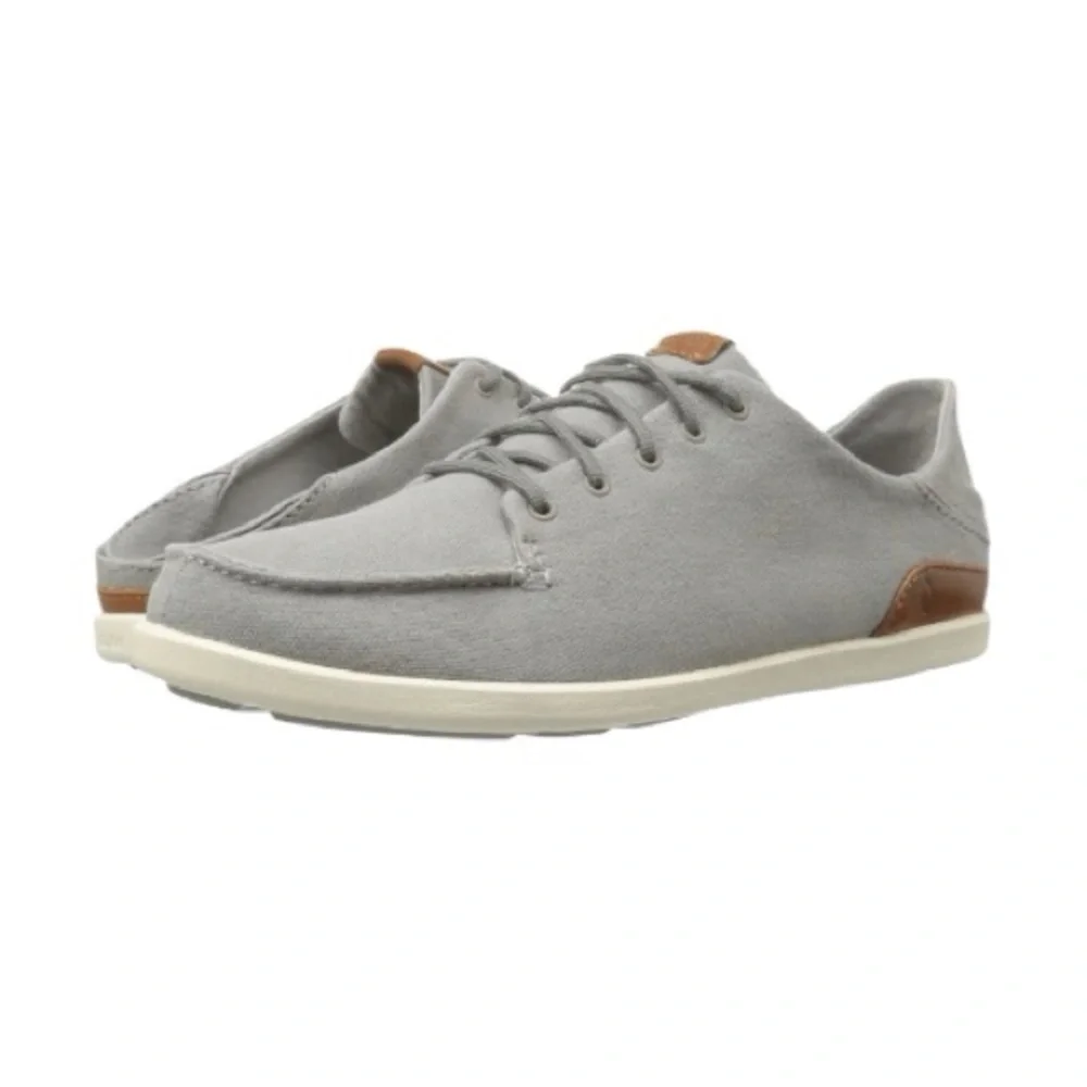 Olukai Honua Mens Shoes Size 12 Beige Casual Flat Comfort Lace Up Boat Shoes